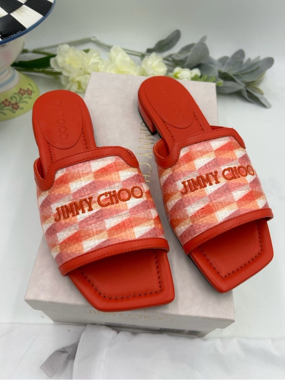 Women’s Jimmy Choo NAKO slide embroidered sandals size 38.5